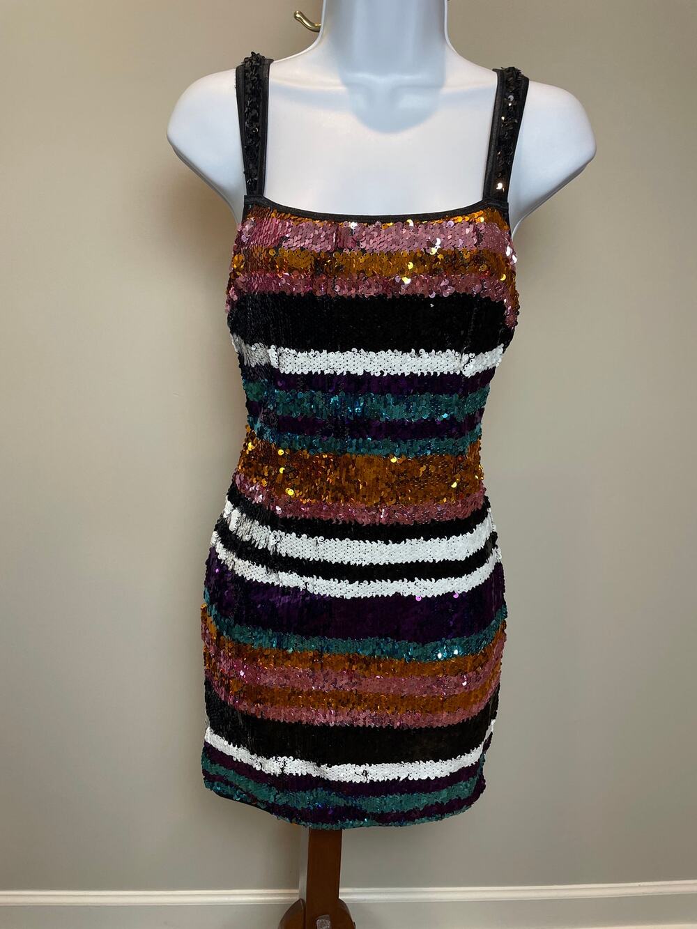 Shop 17 Colorful Sequin Stripe Mini Dress Size S NWT Stretch